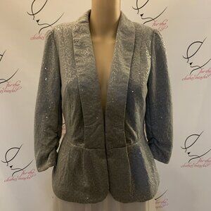 ELLE. Size 6. Shimmer Embellished Stretch Knit Hook Front Jacket. B59.
